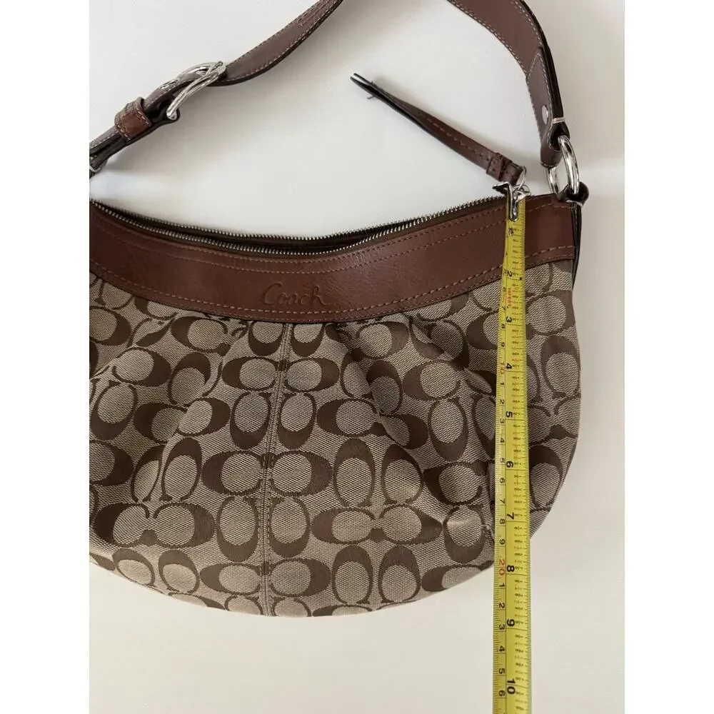 Coach Soho F13740 Signature Pleated Hobo Shoulder Bag Brown Jacquard Y2K